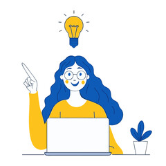 Naklejka na ściany i meble A happy woman light illustration drawing vector