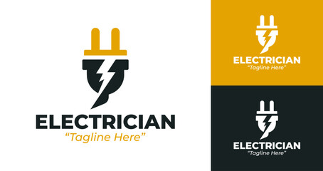 Electrician Logo Design with Power and Energy Icon for Branding