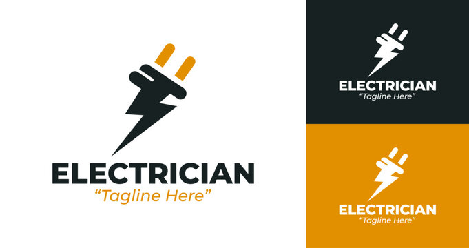 Clean and Minimalist Electrician Logo for Business Branding