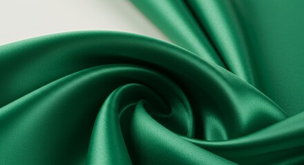 Obraz premium Luxurious Emerald Green Satin Fabric Draped in Elegant Swirls