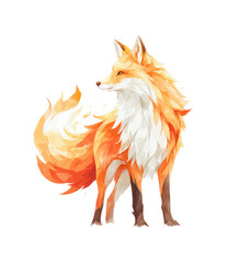 Obraz premium A vibrant. artistic depiction of a majestic fox standing proudly. showcasing its striking orange and white fur. with a soft. ethereal background that enhances its natural beauty