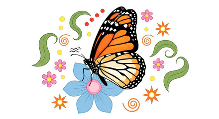 Obraz premium Isolated Butterfly and Flowers