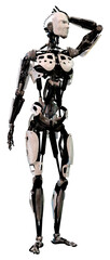 3D Rendering Male Robot on White