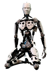 3D Rendering Male Robot on White