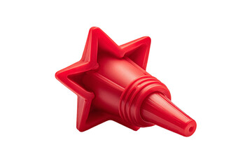 A Red Silicone Piping Tip Star Shaped Isolated