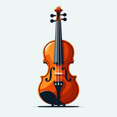 Fototapeta premium Stylized, cartoon-like illustration of a violin, presented in a vibrant orange and brown color palette, positioned against a light background.