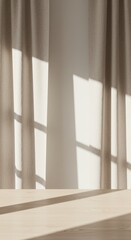 Fototapeta premium Sunlit Room with Curtain and Shadow