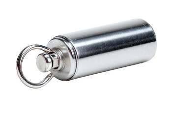 A Silver Metal Car Air Freshener Cylindrical Isolated