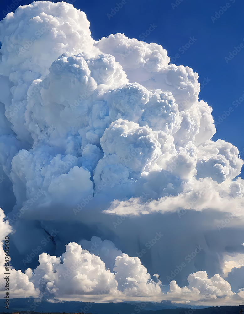 Aufkleber Majestic clouds billow in dramatic shapes, scattering light and shadow across the horizon as dusk settles, creating a mesmerizing visual spectacle Generative AI