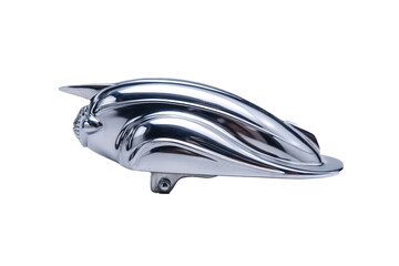 A Silver Metal Car Hood Ornament Isolated On
