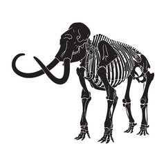 The Ice Age beast reborn in line – Mammoth skeleton silhouette in elegant Mammoth skeleton vector – Mammoth skeleton illustration

