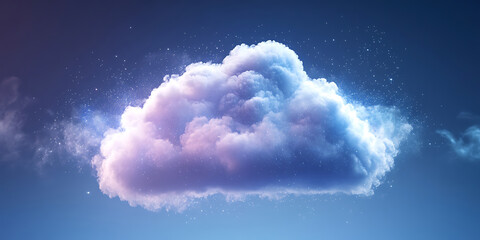 Fluffy cloudscape with stars on gradient blue background a dreamy sky illustration digital rendering for fantasy projects and designs
