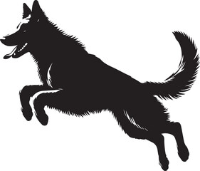 German Shepherd Dog Silhouette Vector | Black and White Illustration	