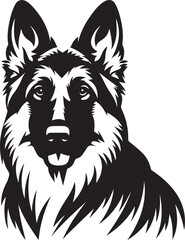 German Shepherd Dog Silhouette Vector | Black and White Illustration	