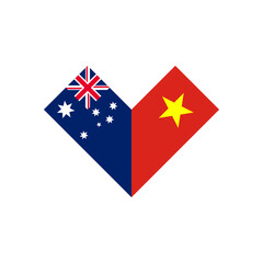 friendship concept. heart shape icon of australia and vietnam flags. vector illustration isolated on white background