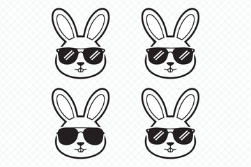 stylish bunny character in shades vector art for modern fashion, apparel graphics, and creative branding