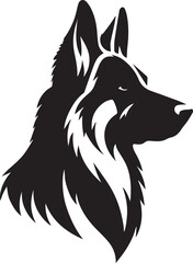 German Shepherd Dog Silhouette Vector | Black and White Illustration	
