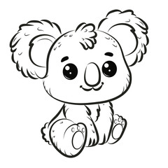 Hand drawn koala illustration  for coloring vector cute