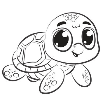 Hand drawn turttle illustration  for coloring vector cute
