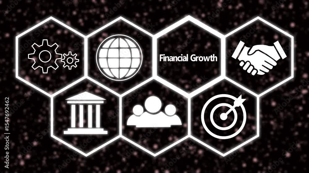 Aufkleber a financial growth concept button on a futuristic .abstract seamless animation of mesh glowing dots 