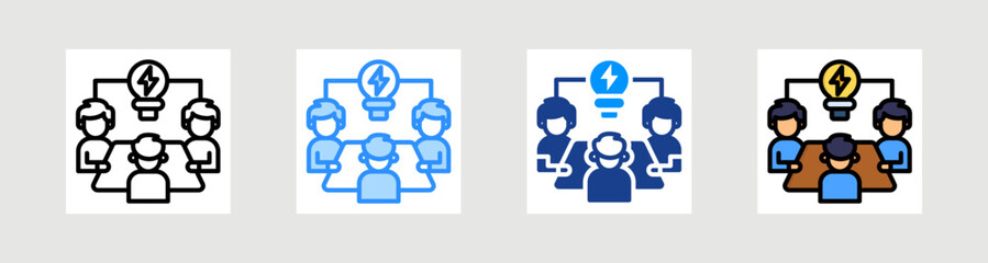 Team Brainstorming Icon Collection Set Multiple Style