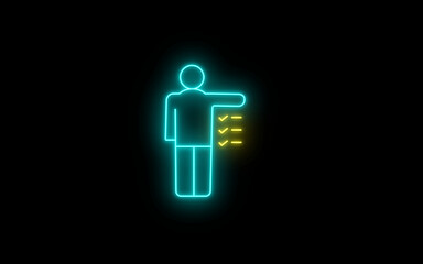 Neon Rule icon on black background. Man of Rule icon.
