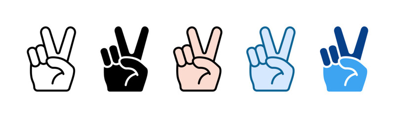 Hand Peace Icon Set Multiple Style Collection
