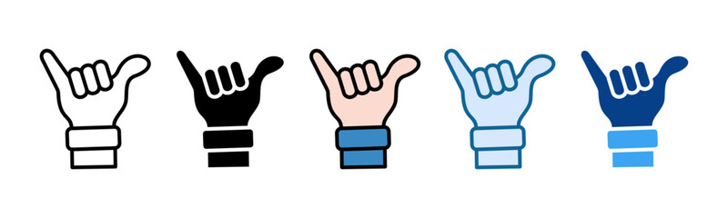 Hand Shaka Icon Set Multiple Style Collection
