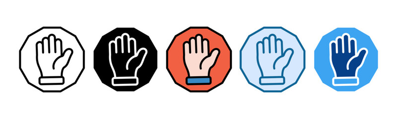 Hand Stop Icon Set Multiple Style Collection
