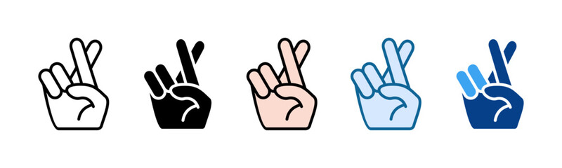Fototapeta premium Hand Finger Crossed Icon Set Multiple Style Collection 