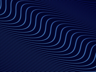 Blue background with modern abstract wave lines. Wave pattern of dark blue thin lines overlapping each other, creating a dynamic and technological abstract background.