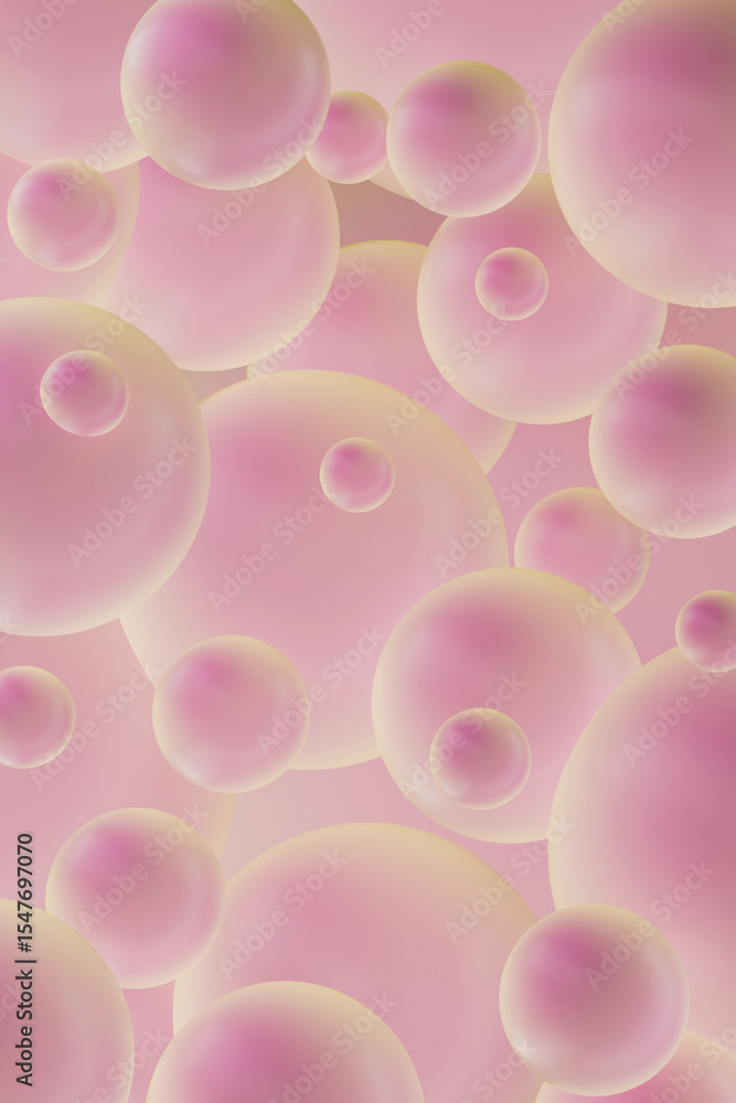 Poster Minimalist bubble background swirl in light pink with smooth texture and blurred effect for artistic background scene. 3D rendering. Futuristic abstract pattern.