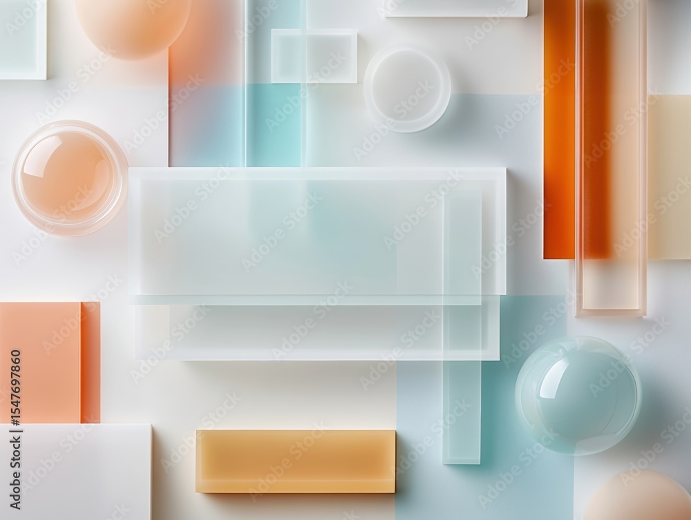 Aufkleber colorful geometric shapes layered on a light background creating an abstract composition in modern d