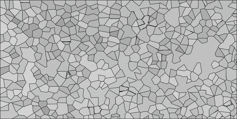 Abstract geometric mosaic pattern with irregular polygons and varying grayscale tones creates a textured design suitable for backgrounds