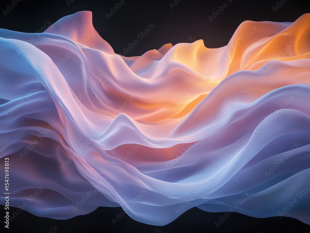 Aufkleber colorful abstract waves flowing in soft textures and dynamic shapes in a dark background