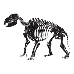 Fototapeta premium Legacy of ancient earth – Megatherium skeleton silhouette translated through clean Megatherium skeleton vector – Megatherium skeleton illustration