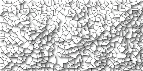 Abstract geometric pattern of irregular shapes with black outlines and shading on a white background