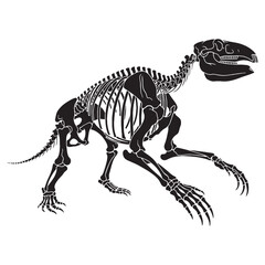 Bones of a behemoth – Megatherium skeleton silhouette paired with minimal Megatherium skeleton vector – Megatherium skeleton illustration

