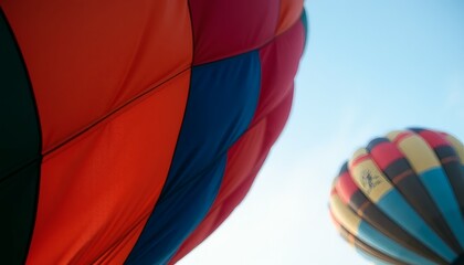 Colorful Hot Air Balloons Soaring High in Clear Blue Sky for Travel Dreams
