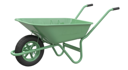 Isolated Green Wheelbarrow Garden Cart