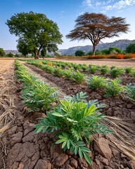 Natural landscape with desert vegetation high resolution picture