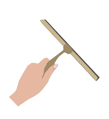 Hand holding squeegee. hand drawn vector
