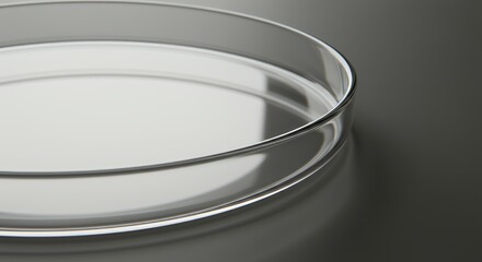 Pristine Glass Petri Dish on Dark Surface: A Sterile Laboratory Setting