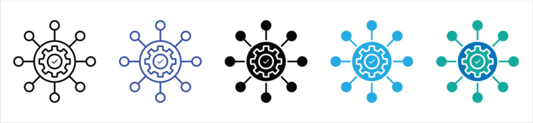 Gear Network Icon – Centralized System and Connectivity Symbol