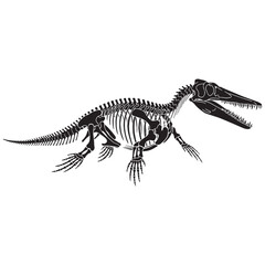 Anatomy of an aquatic titan – Mosasaur skeleton silhouette built through sleek Mosasaur skeleton vector – Mosasaur skeleton illustration

