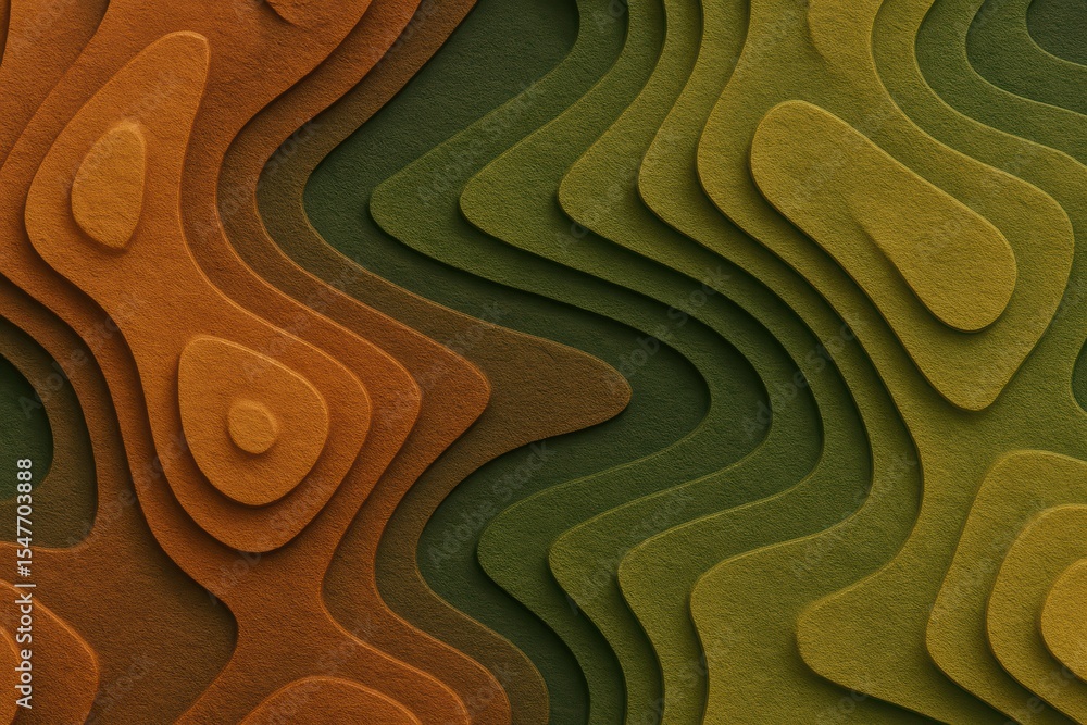 Poster colorful layered textures in earth tones with wavy patterns and soft shadows for creative use
