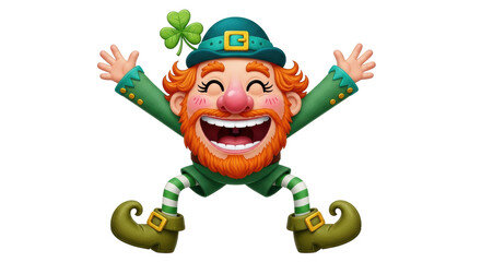 Isolated Cartoon Leprechaun Jumping