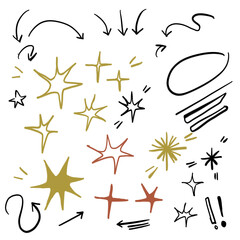 set of hand drawn arrows and symbols