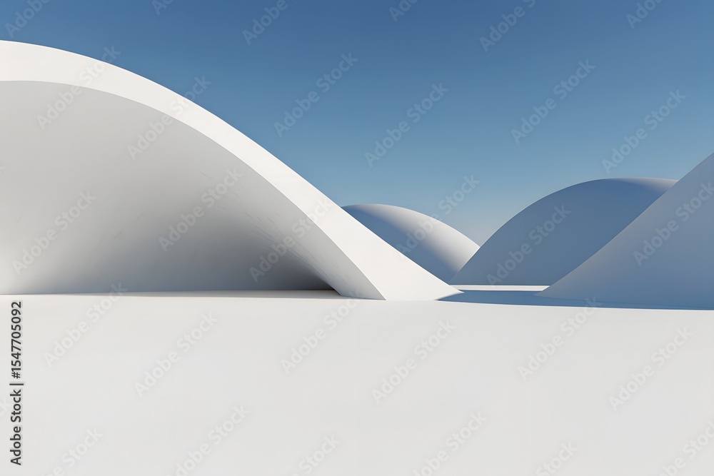 Poster 3d render of modern abstract architecture with minimal cement exterior and empty floor – car present