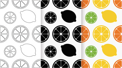 Seamless pattern citrus fruits vector design lemon orange lime background summer fresh healthy food wallpaper editable stock vector